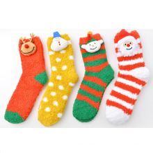 Winter warme Korallenmerze Weihnachtssocken, Frauen dicken personalisierten Socken, benutzerdefinierte Innenhause Cartoon Slipper Socken